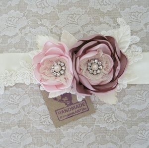 Blush Bridal Sash. Bridal Blush Flower Dress Sash.